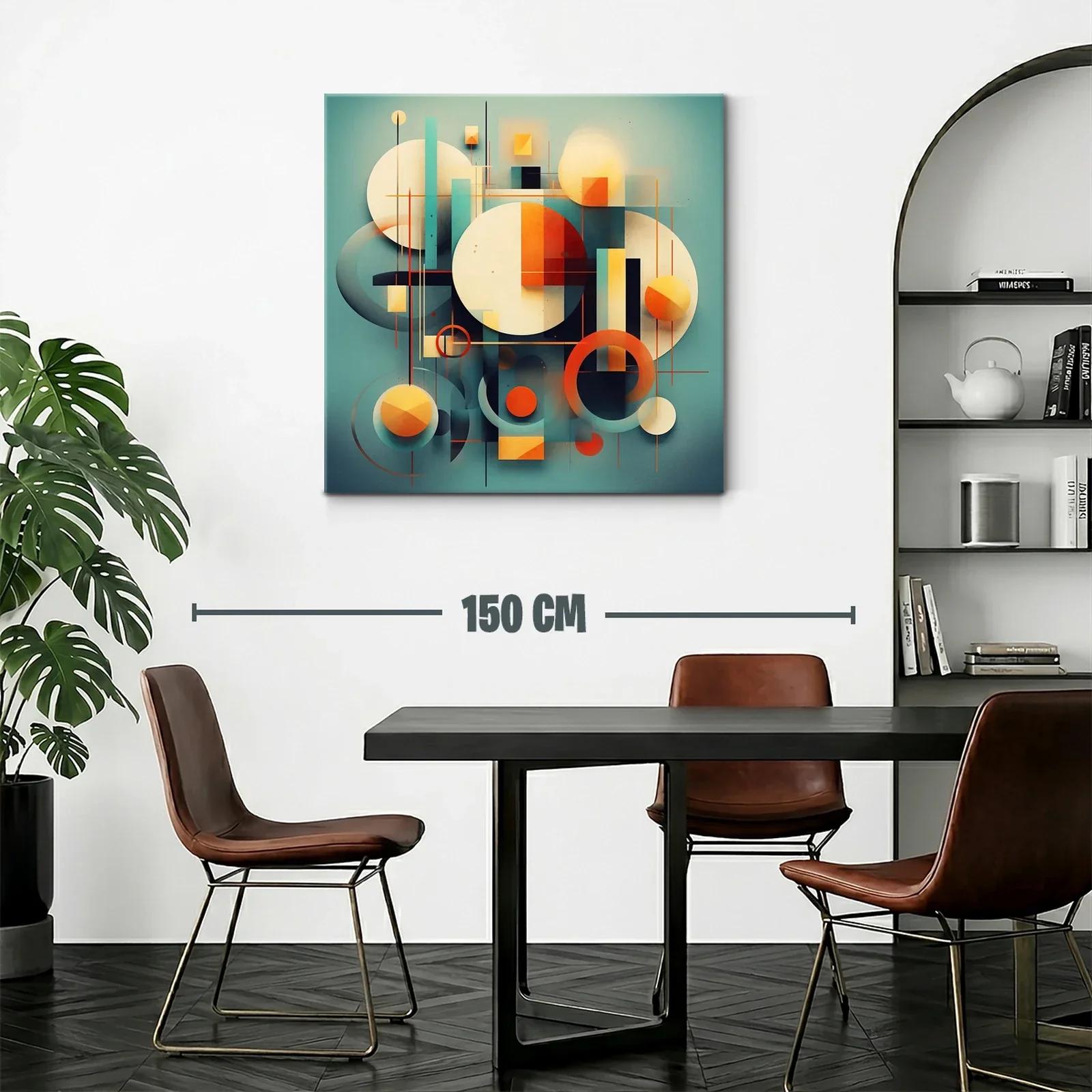 Composición abstracta con círculos y líneas en tonos cálidos y fríos — miniatura 2