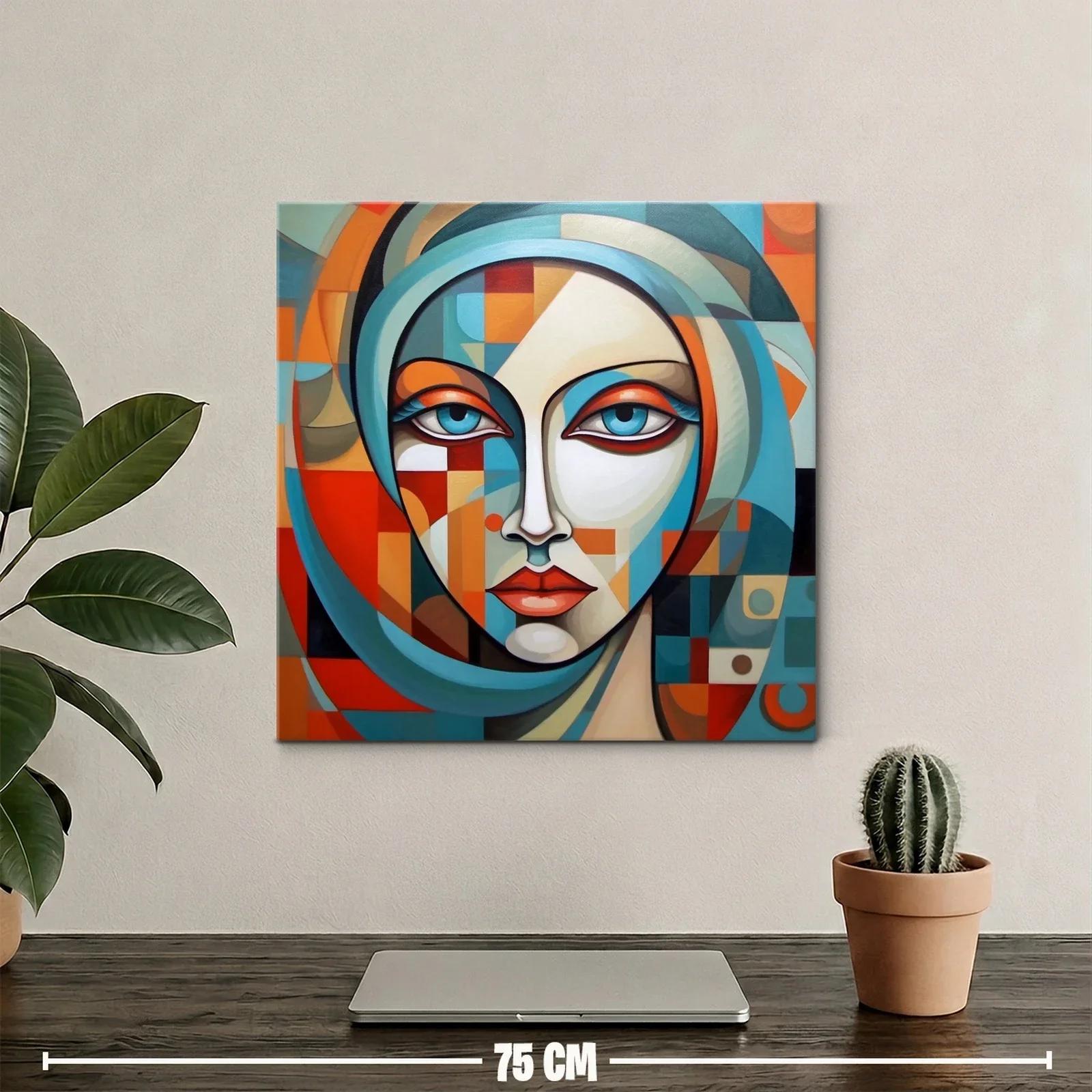 Rostro femenino geométrico con tonos vibrantes y suaves — miniatura 2