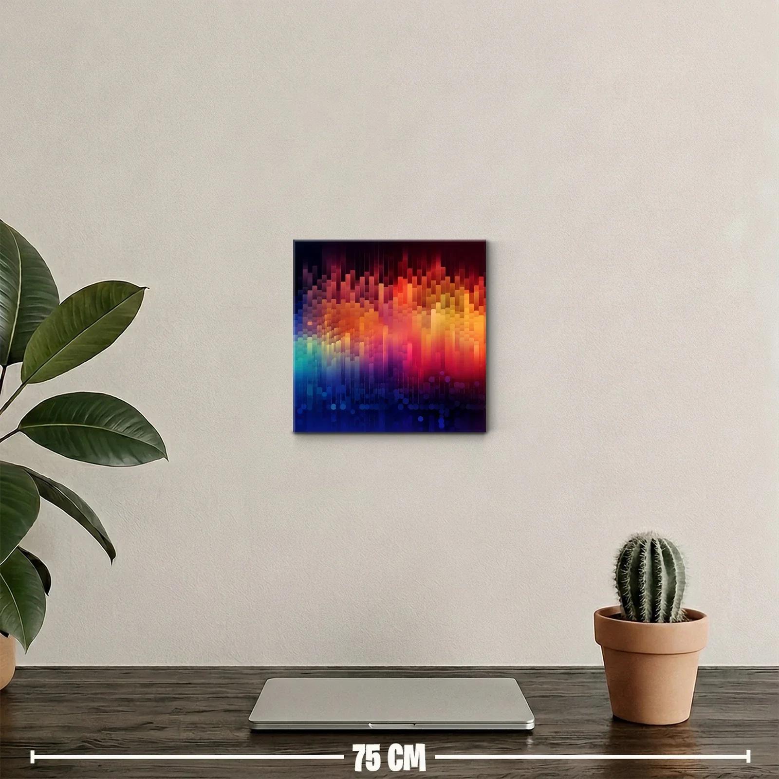 Cuadro abstracto con vibrantes tonos cálidos y fríos — miniatura 2