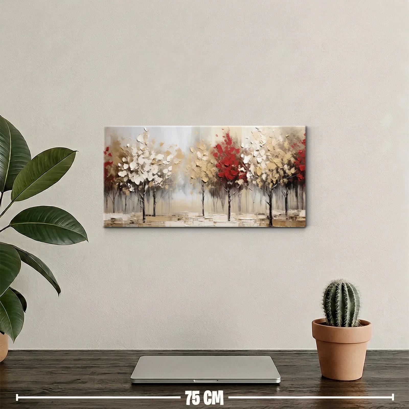 Cuadro árboles en flor con horizonte difuminado — miniatura 2