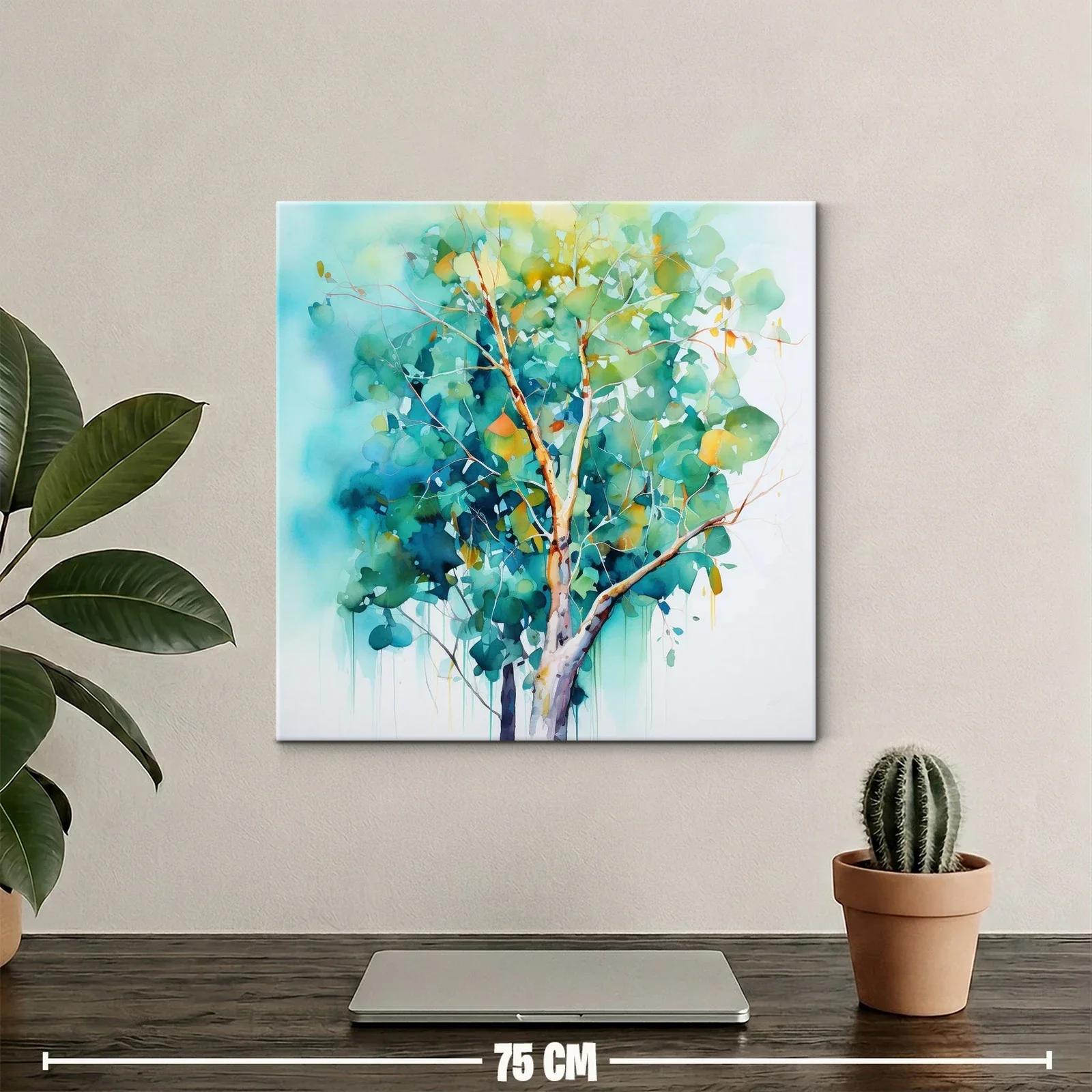 Árbol en acuarela con tonos vibrantes y suaves contrastes — miniatura 2
