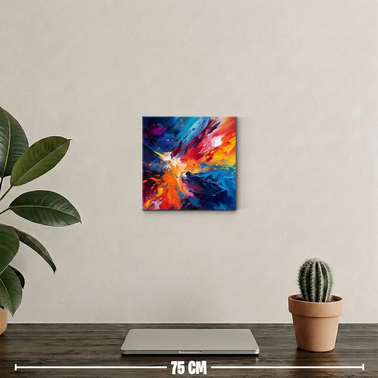 Cuadro abstracto con explosión de colores vibrantes — miniatura 2