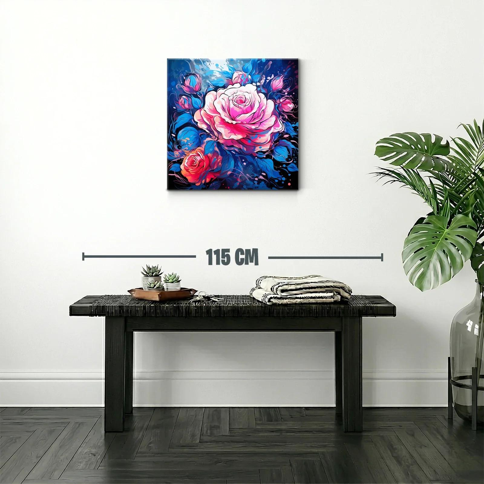 Rosas vibrantes con contrastes de azul intenso y rosa — miniatura 2
