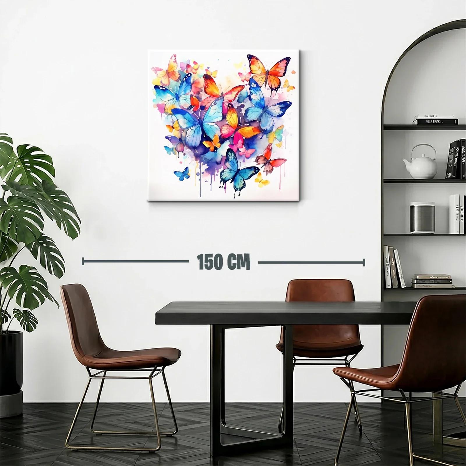 Cuadro con mariposas vibrantes en tonos azules y naranjas — miniatura 2