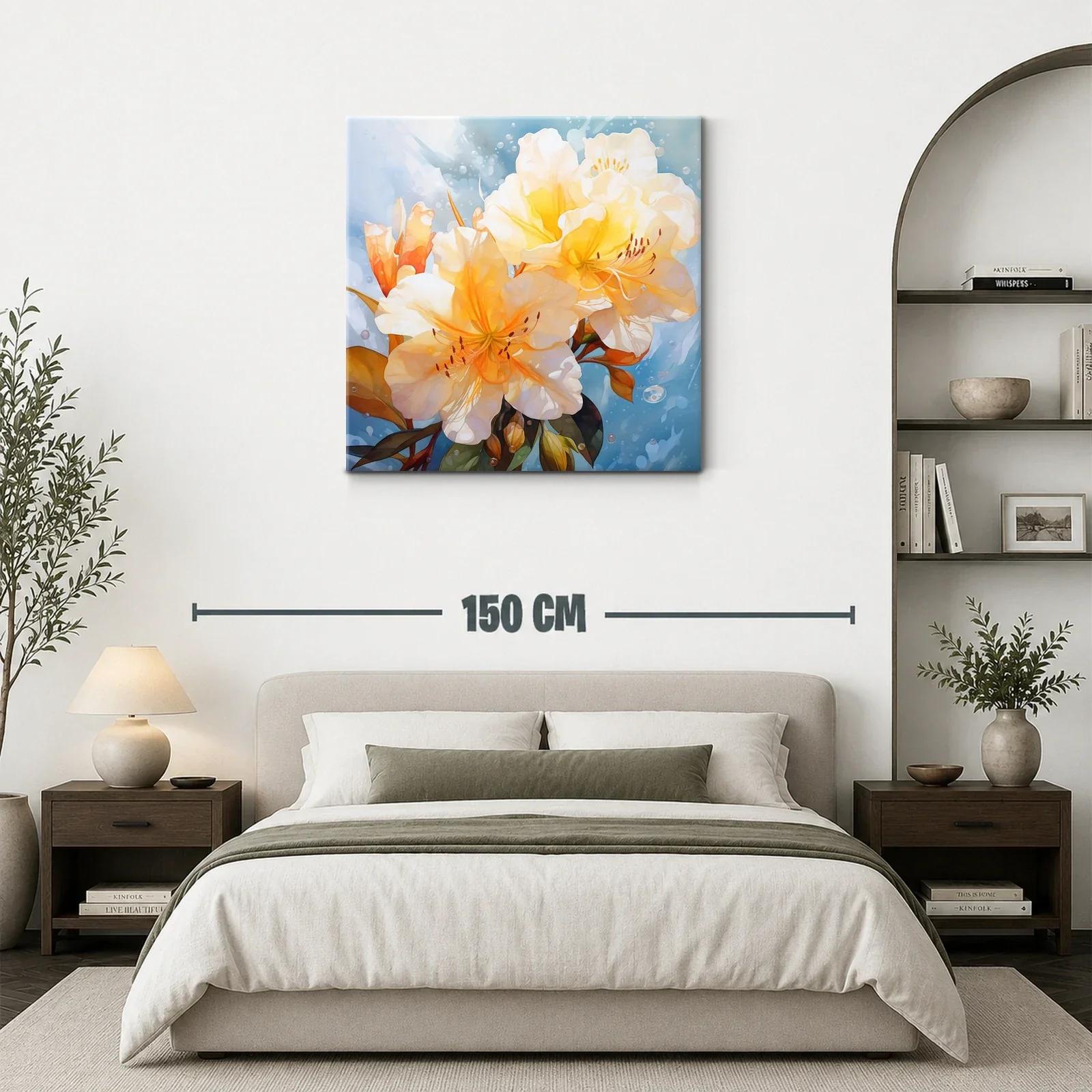 Cuadro floral con tonos cálidos y frescura acuática — miniatura 3
