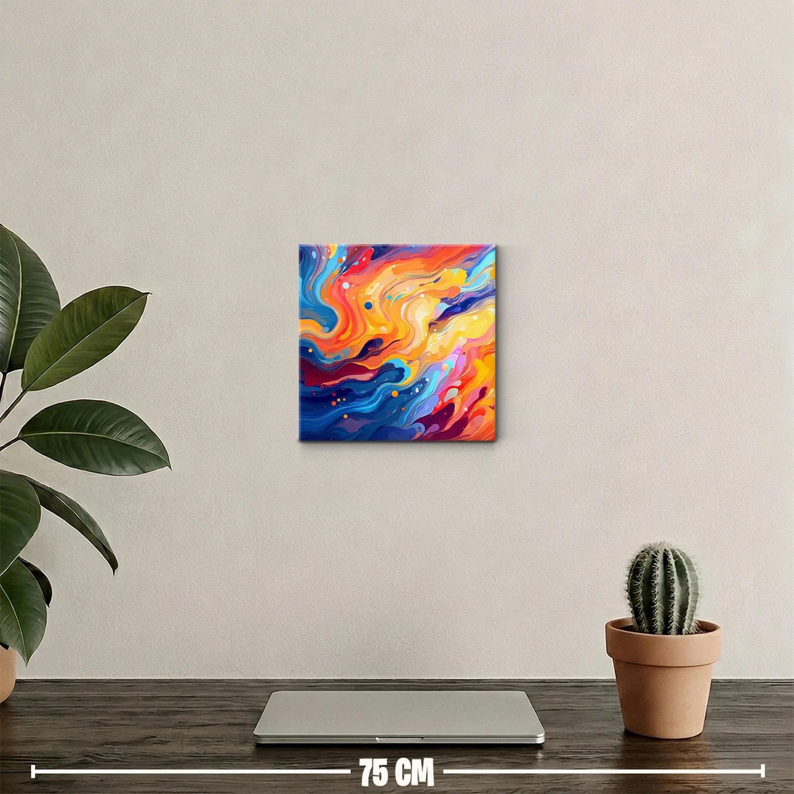 Cuadro abstracto con vibrantes ondas de color intenso — miniatura 2