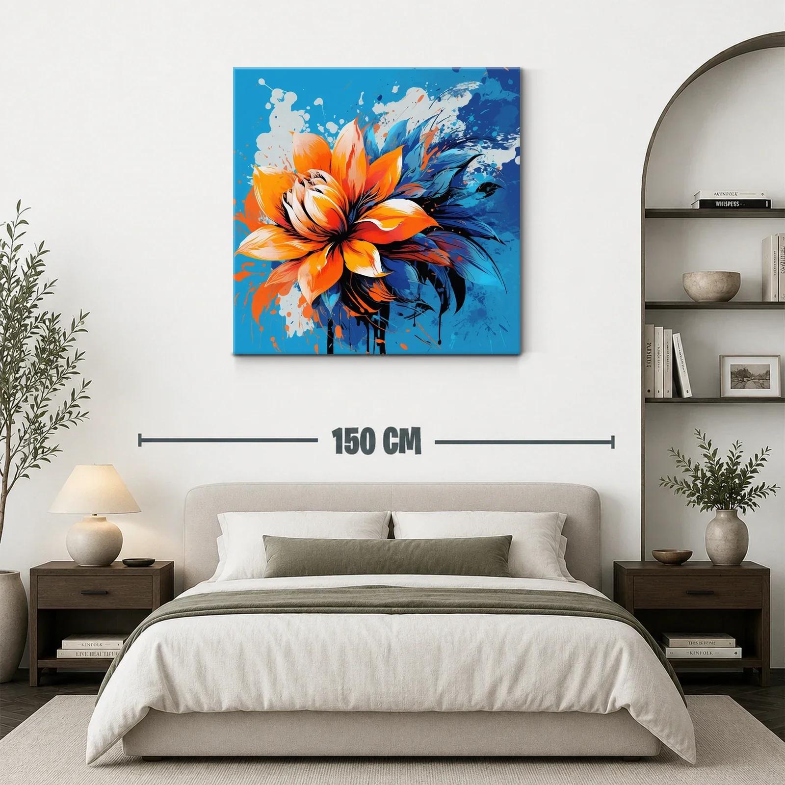 Flor vibrante con contrastes en azul y naranja intenso — miniatura 3