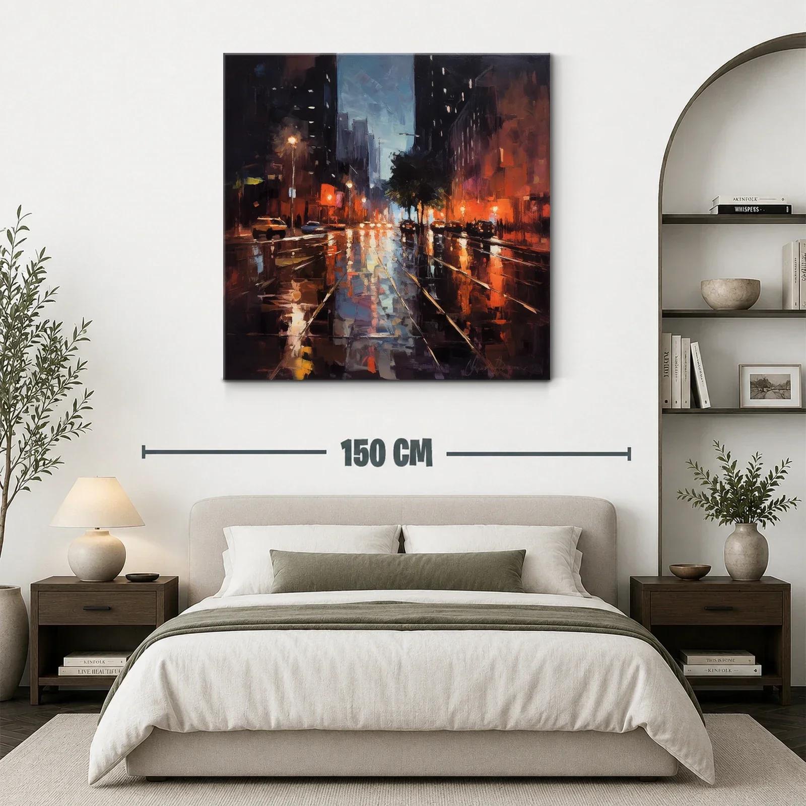 Reflejos urbanos al anochecer con luces vibrantes — miniatura 3