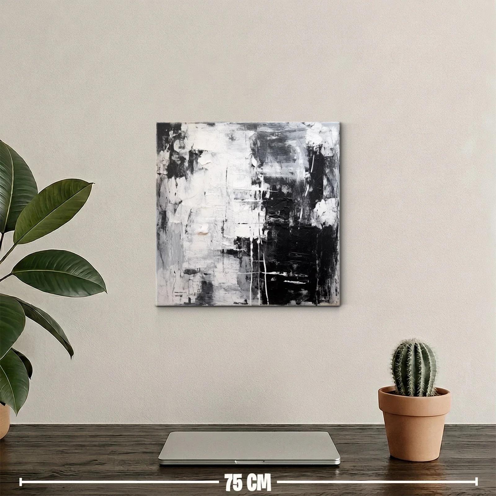 Cuadro abstracto en blanco y negro para ambientes modernos — miniatura 2