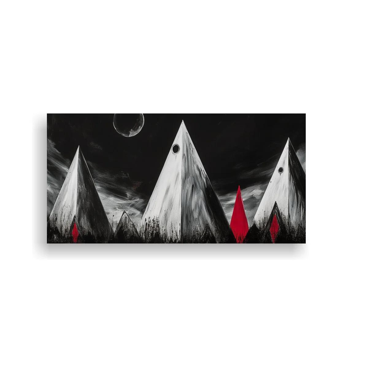 Cuadro pirámides blancas con acentos rojos — imagen principal