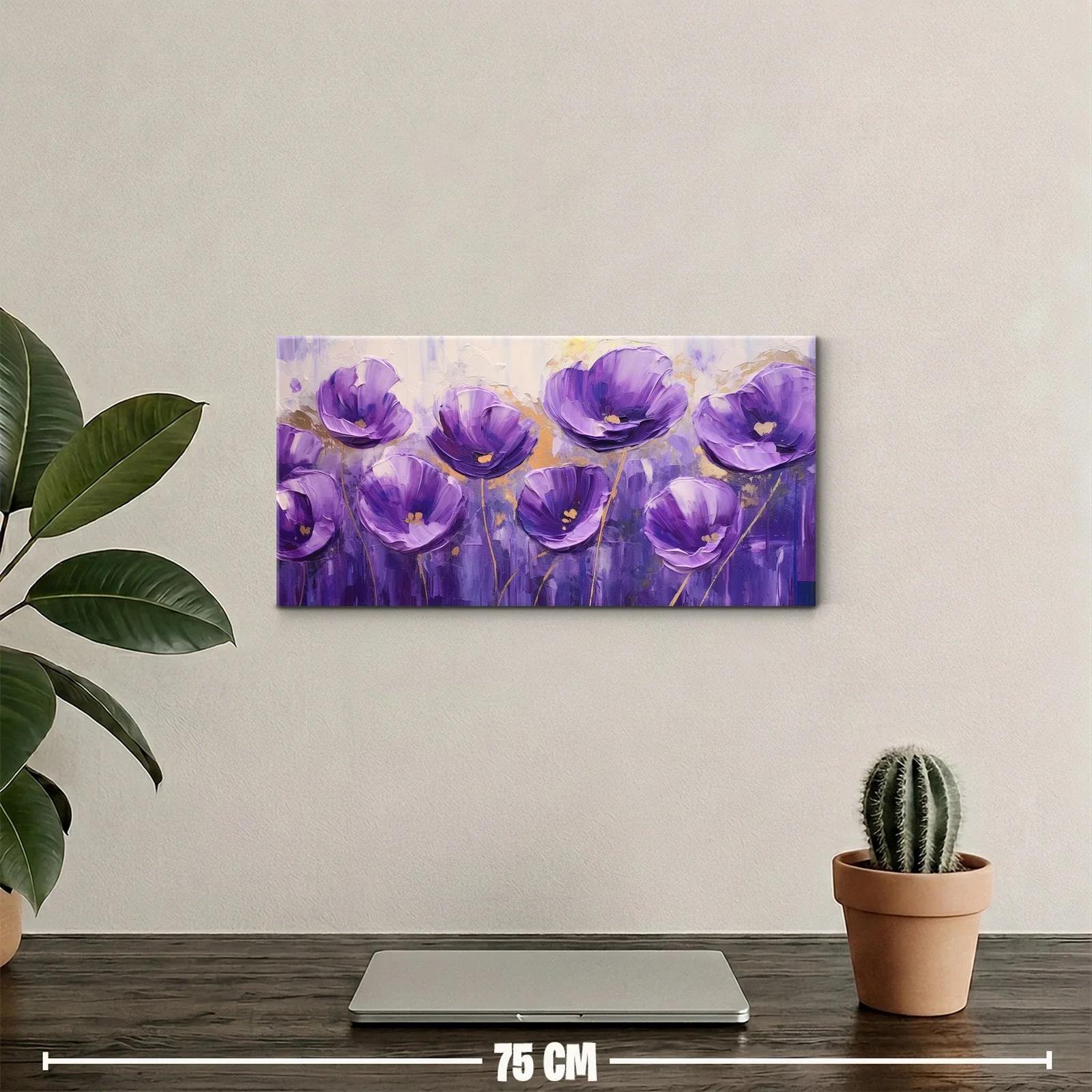 Cuadro amapolas moradas con fondo pictórico difuso — miniatura 2