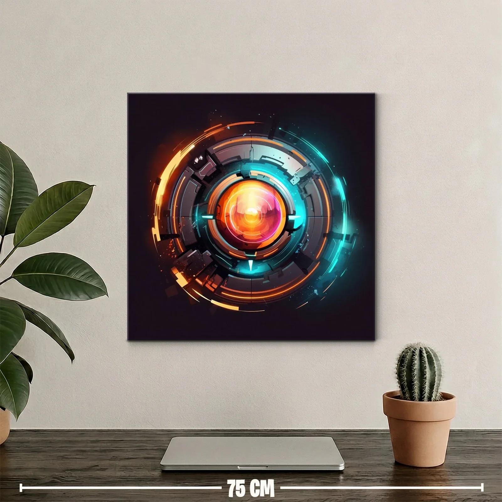 Cuadro abstracto de círculos tecnológicos vibrantes — miniatura 2