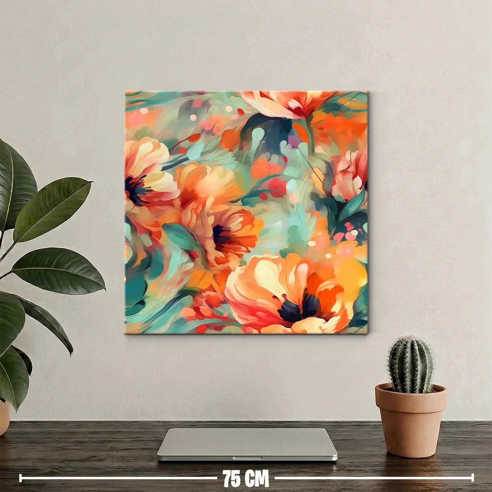 Cuadro floral vibrante con tonos cálidos y detalles suaves — miniatura 2