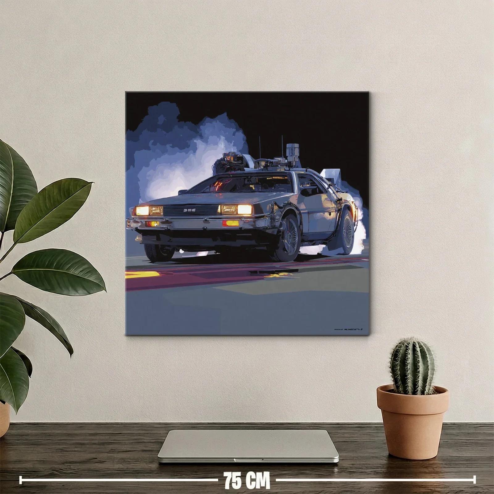 Cuadro coche futurista con humo y luces en tonos fríos — miniatura 2