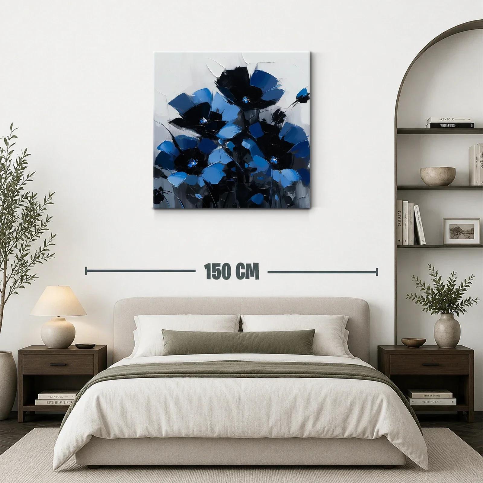 Cuadro floral en intensos tonos azul y negro — miniatura 3
