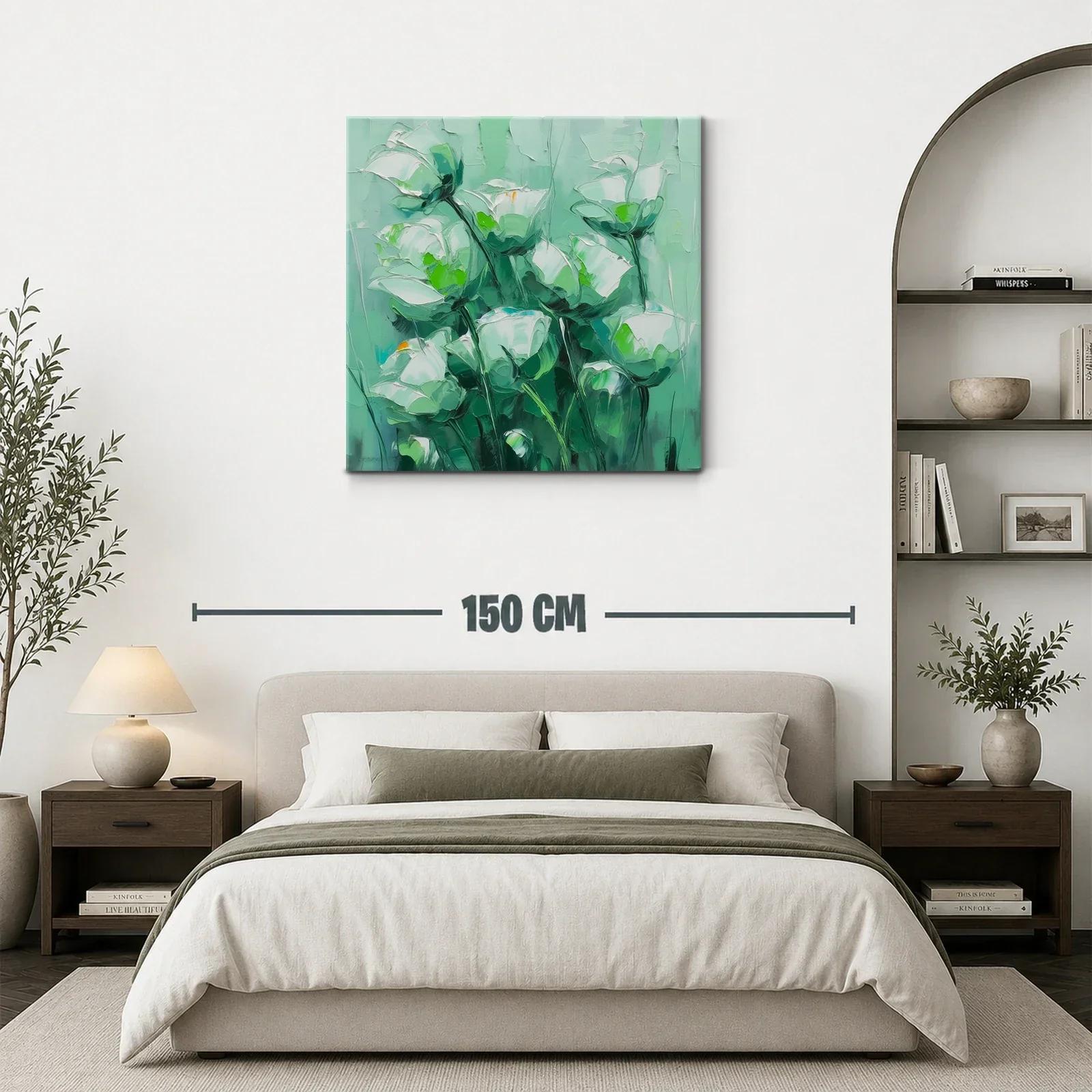 Cuadro floral con tonos verdes y blancos suaves — miniatura 3