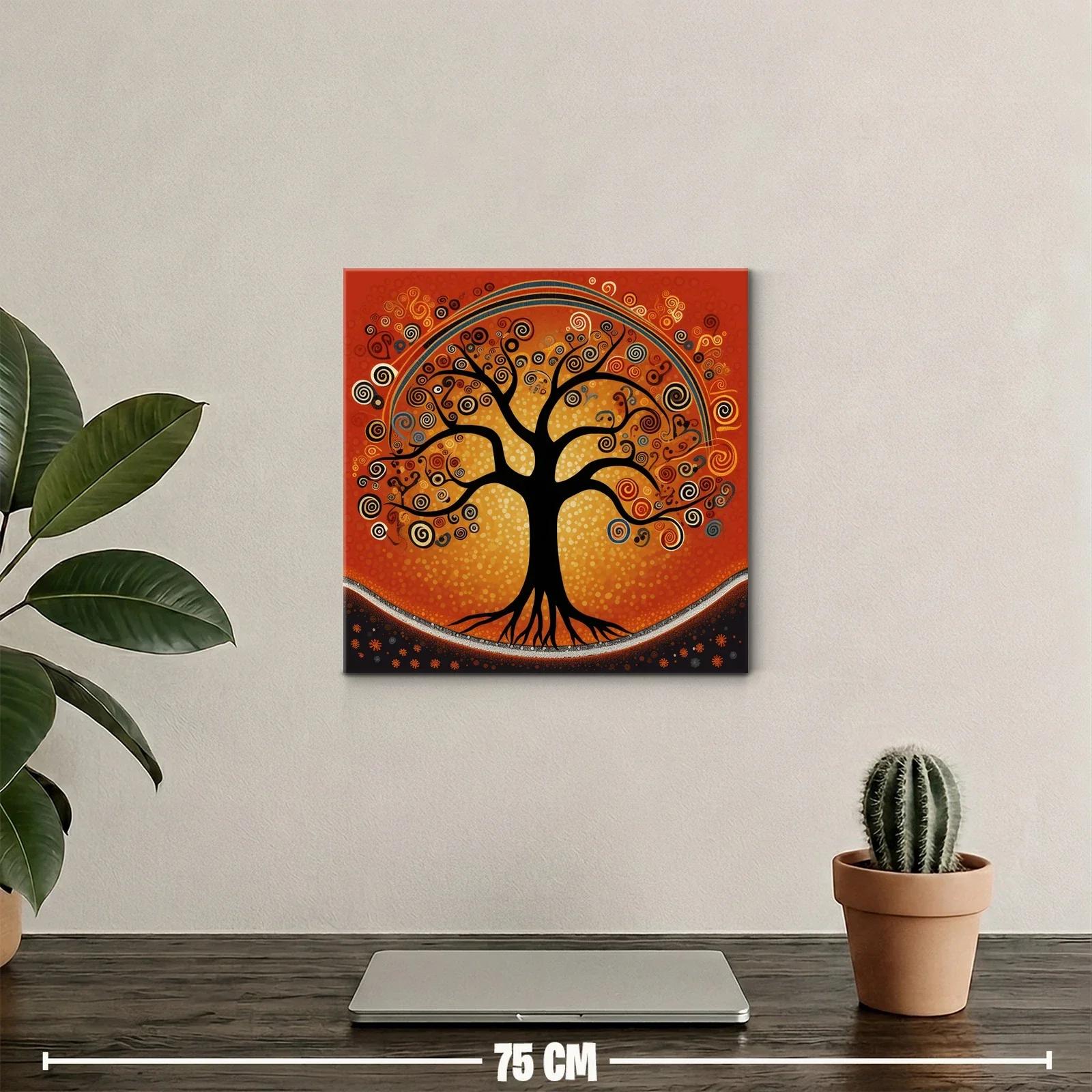 Árbol con espirales vibrantes en tonos cálidos y negros — miniatura 2