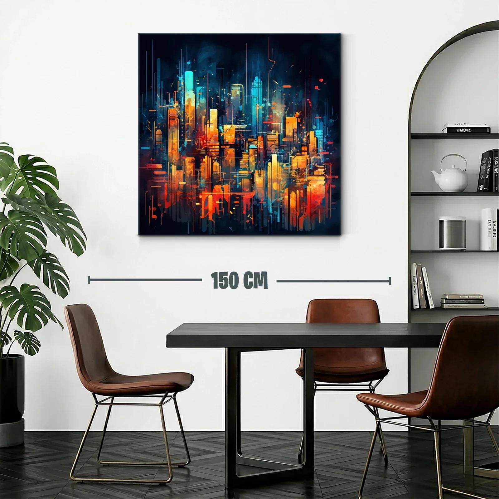 Ciudad futurista vibrante con luces cálidas y frías — miniatura 2