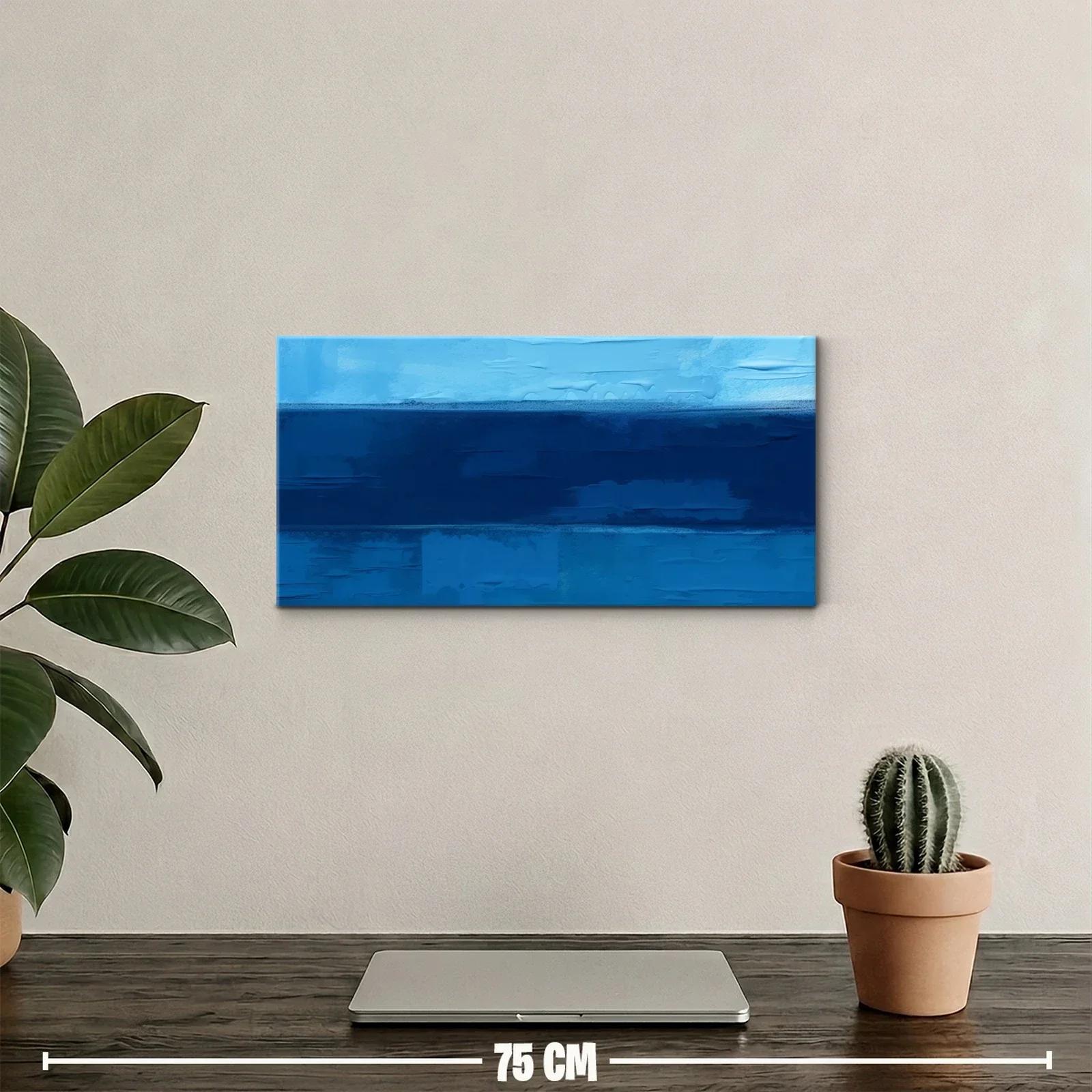 Cuadro franjas azules con textura de pincelada — miniatura 2