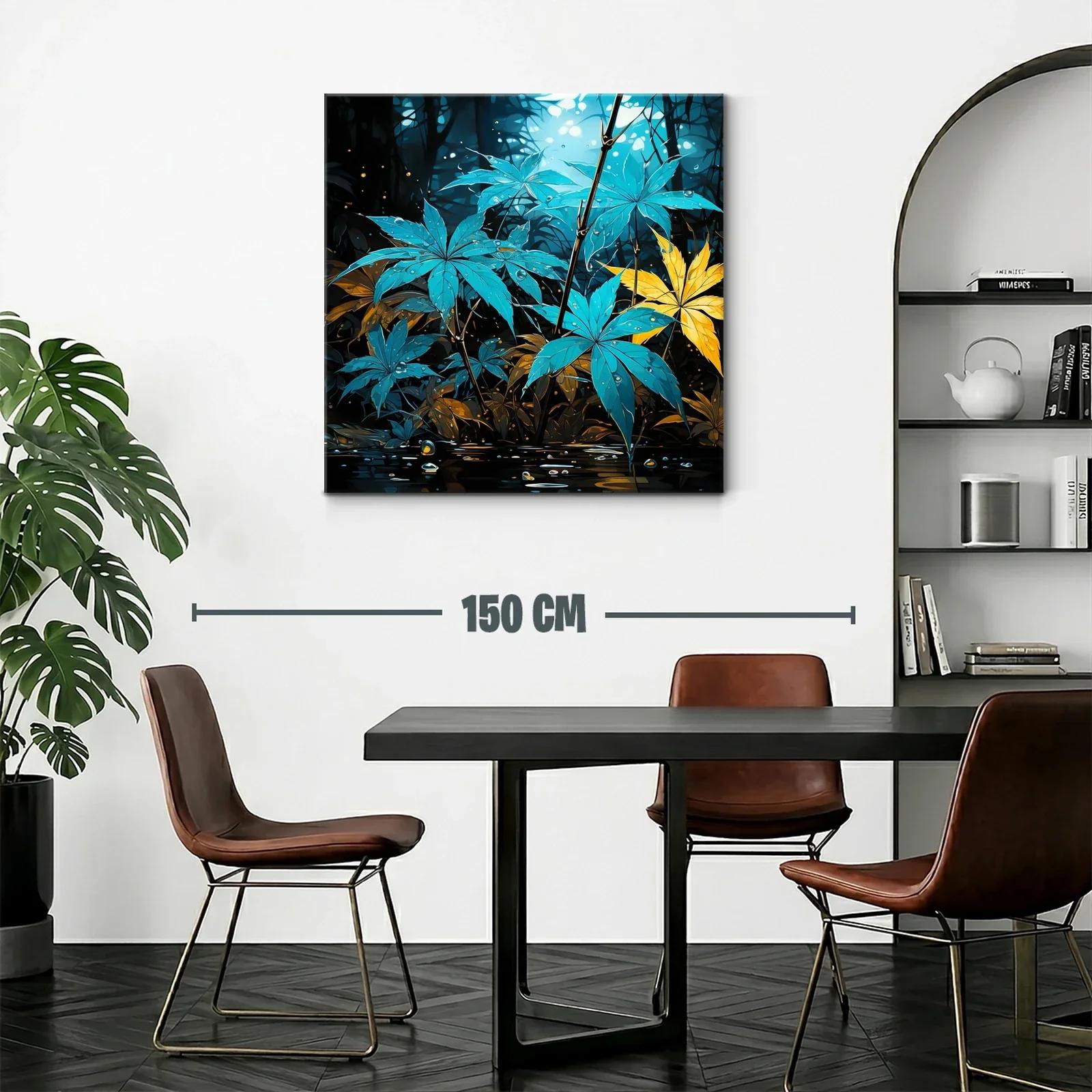 Hojas vibrantes entre luces y naturaleza azul y amarilla — miniatura 2