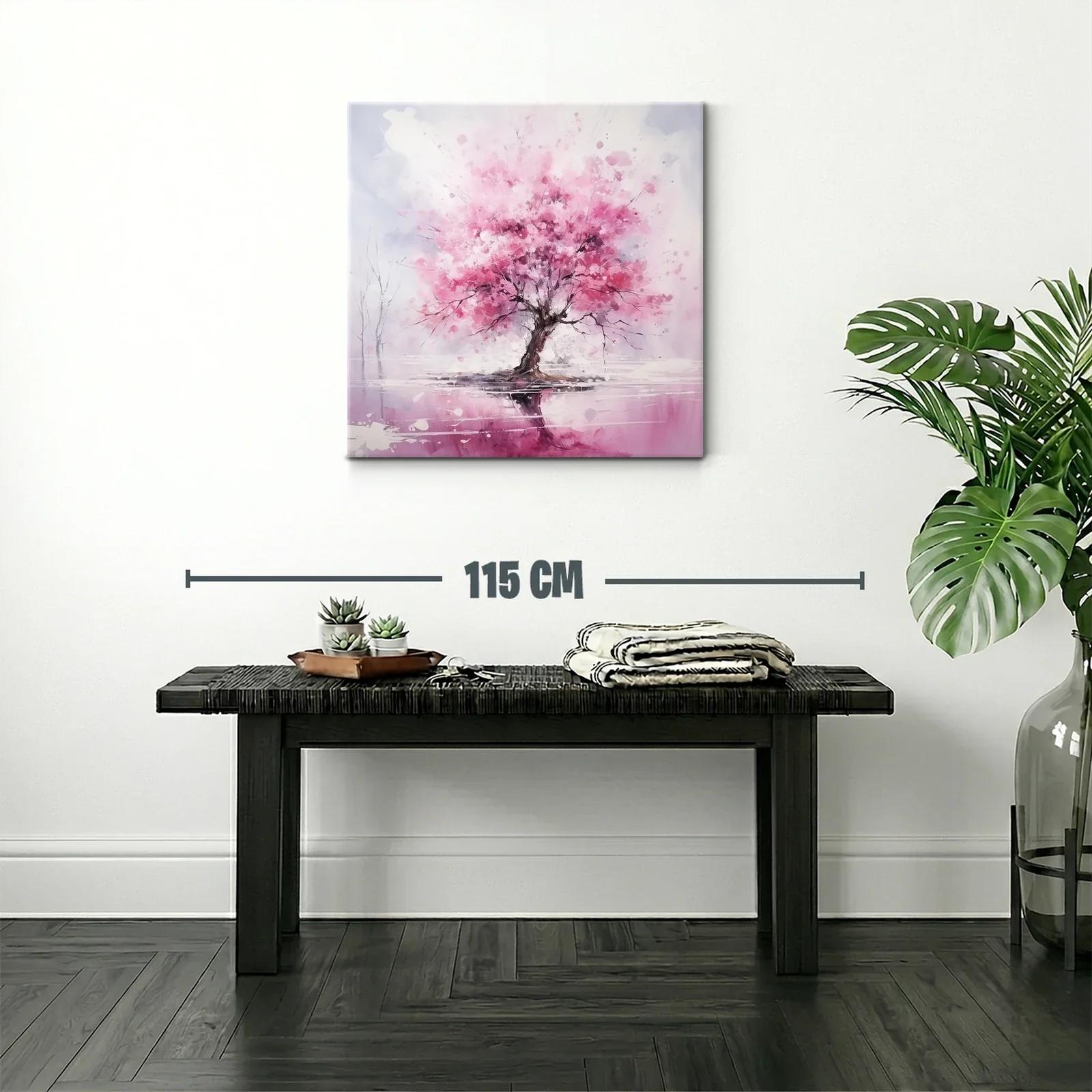 Árbol con vibrante floración en tonos rosas y reflejo — miniatura 2