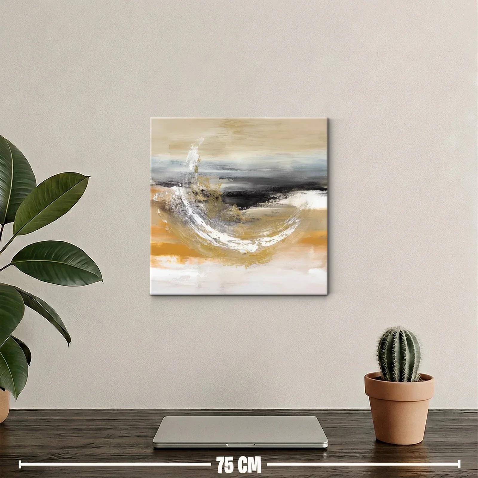 Cuadro abstracto con texturas orgánicas y tonos cálidos — miniatura 2