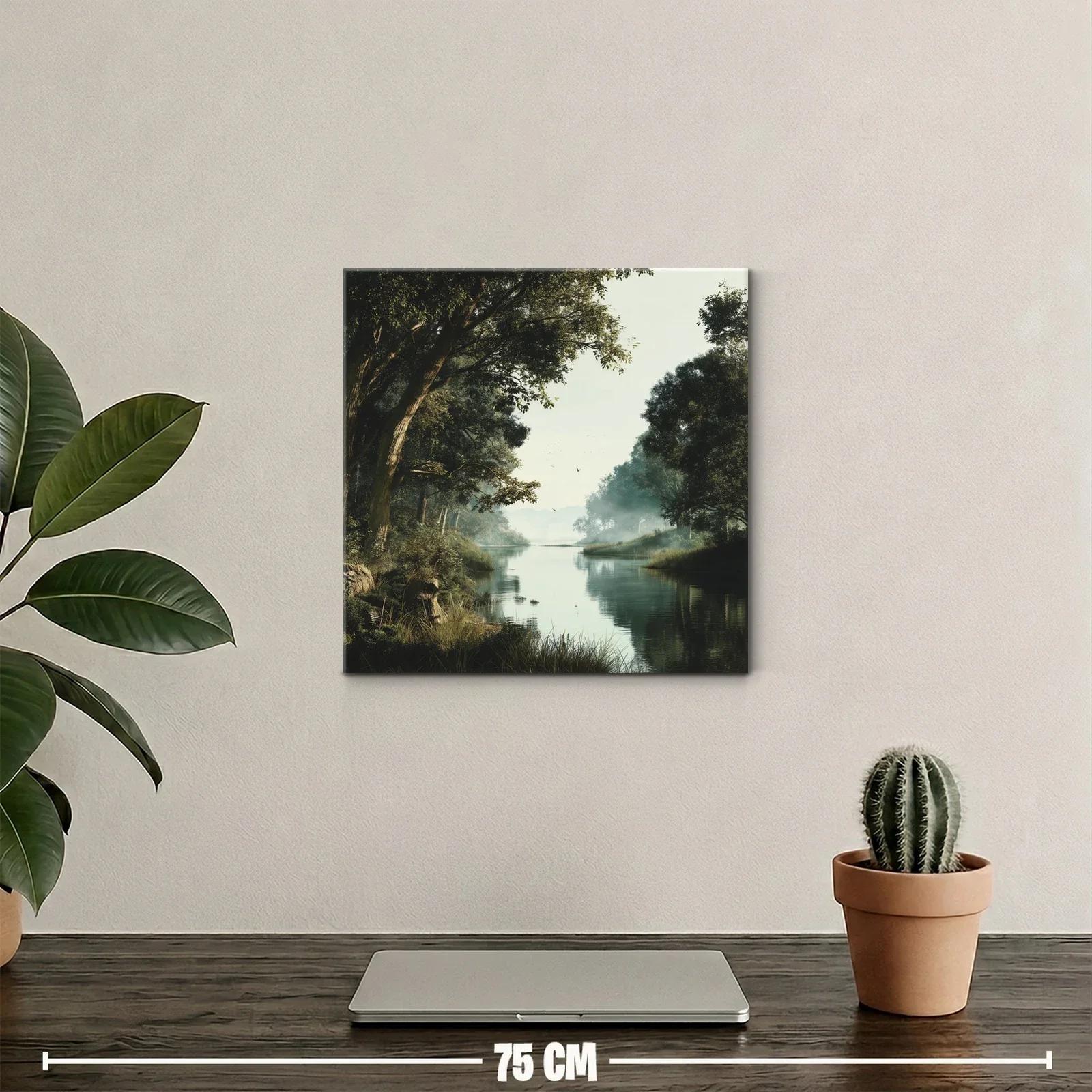 Paisaje sereno con río y árboles frondosos — miniatura 2