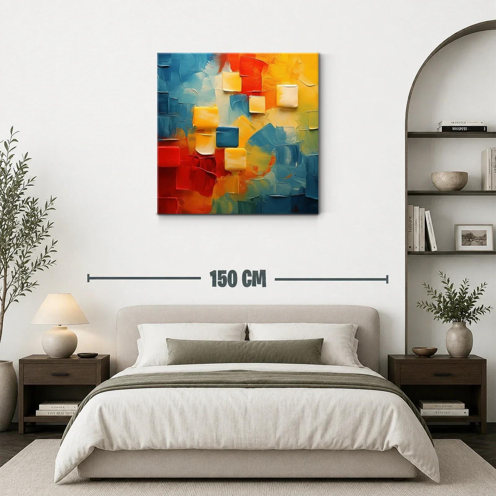 Cuadro abstracto con vibrantes tonos cálidos y fríos — miniatura 3