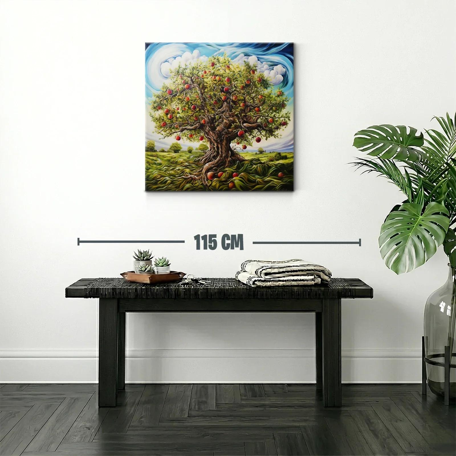 Árbol frutal exuberante con manzanas rojas maduras — miniatura 2