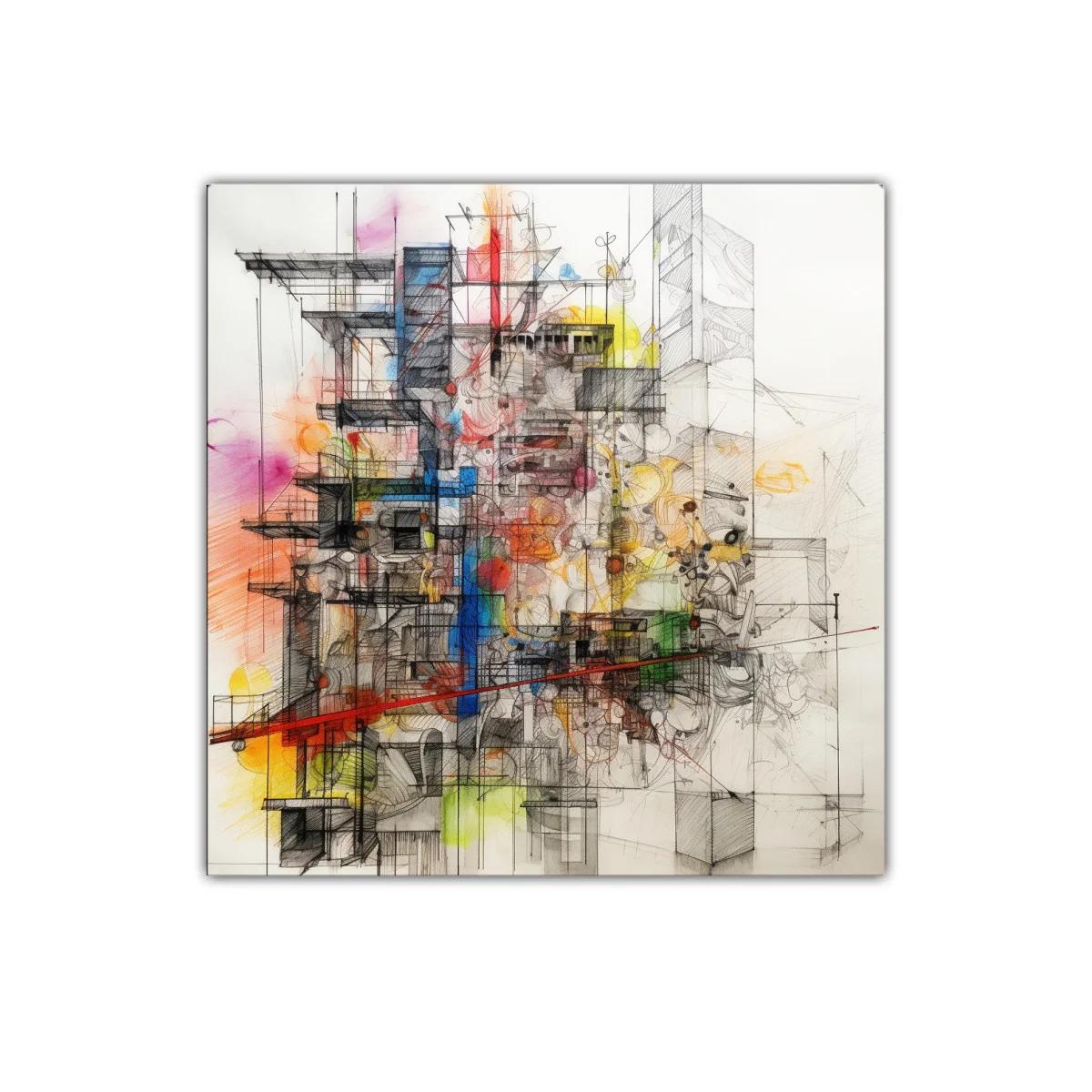 Composición abstracta con líneas y manchas de color vibrantes — miniatura 1