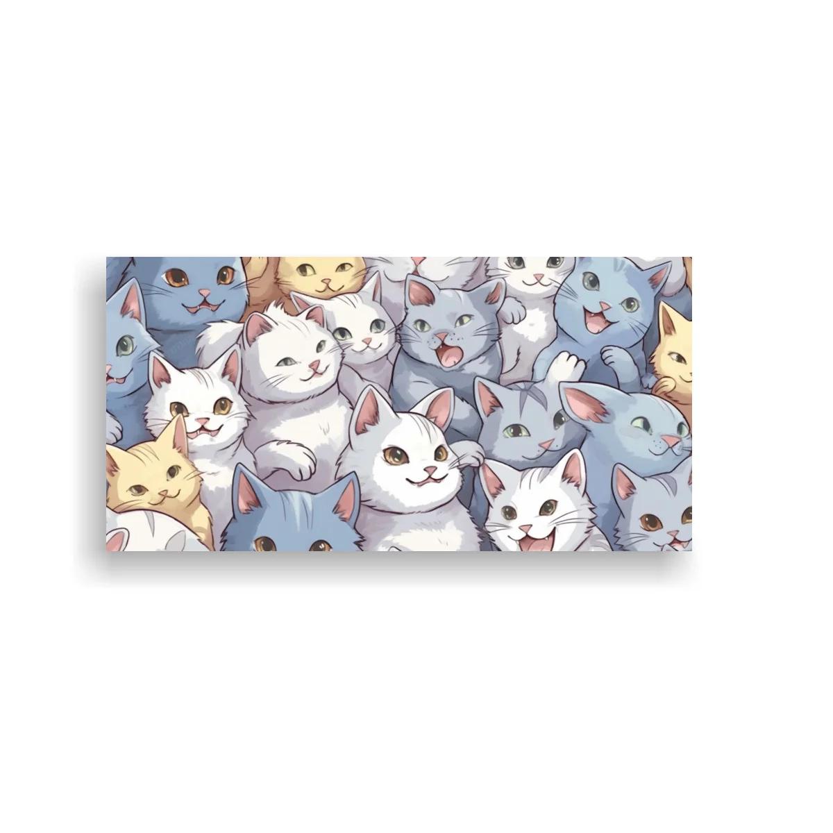 Cuadro grupo de gatos en patrón denso