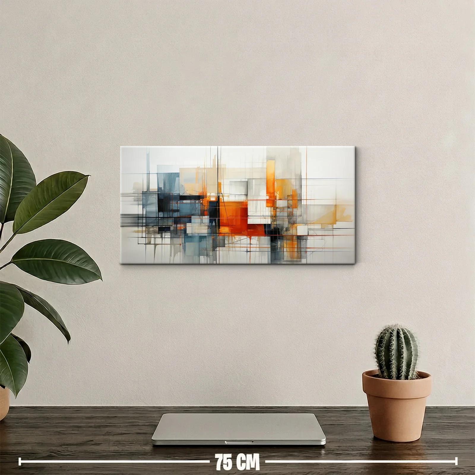 Cuadro composición geométrica abstracta con rectángulos y líneas — miniatura 2