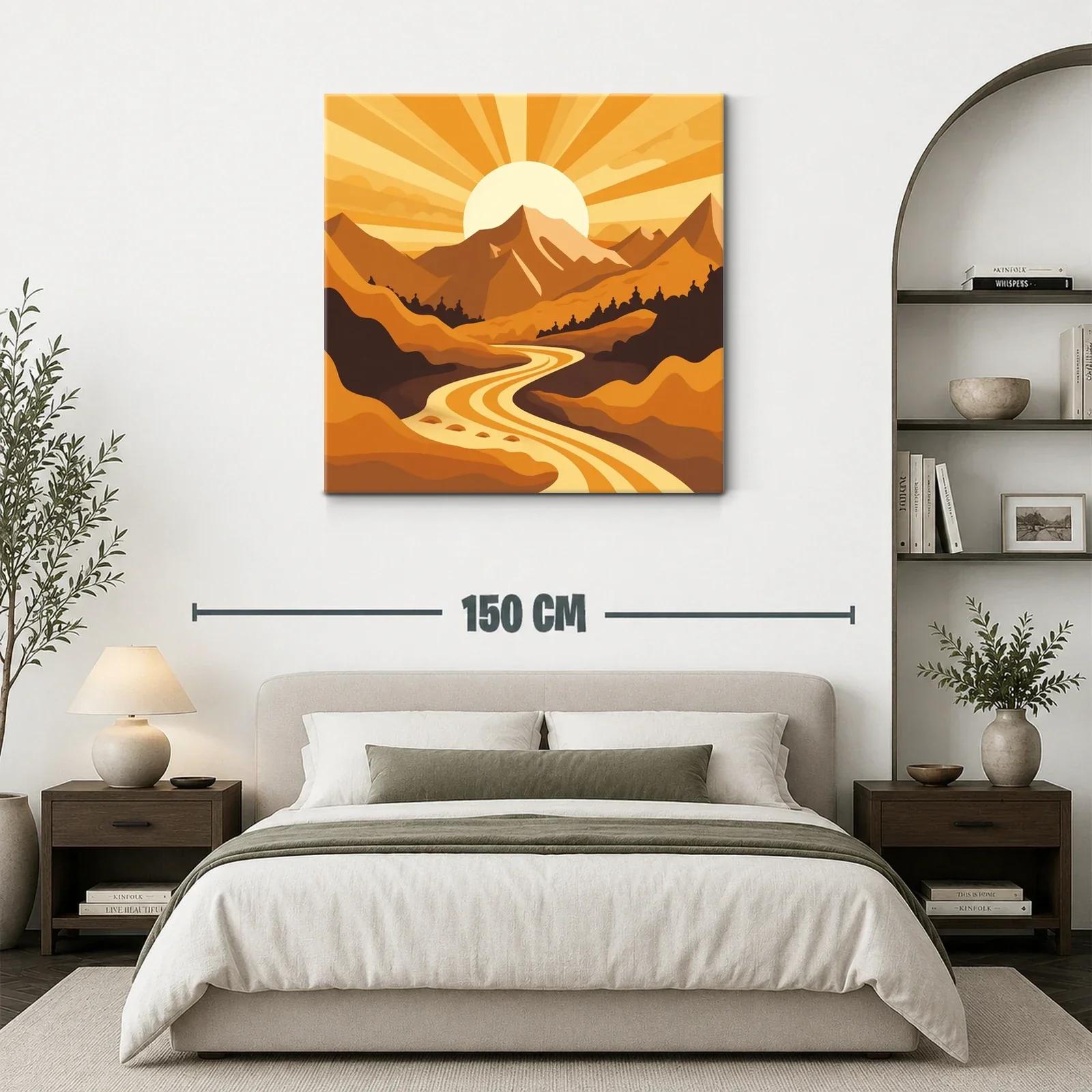 Paisaje de montaña al amanecer con río dorado — miniatura 3