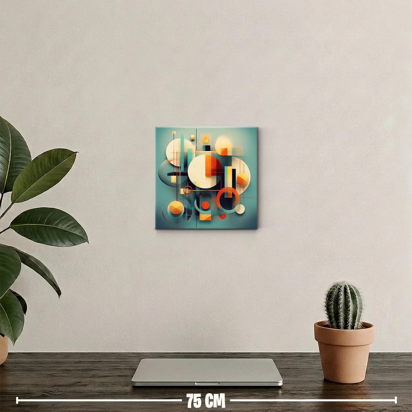 Composición abstracta con círculos y líneas en tonos cálidos y fríos — miniatura 2