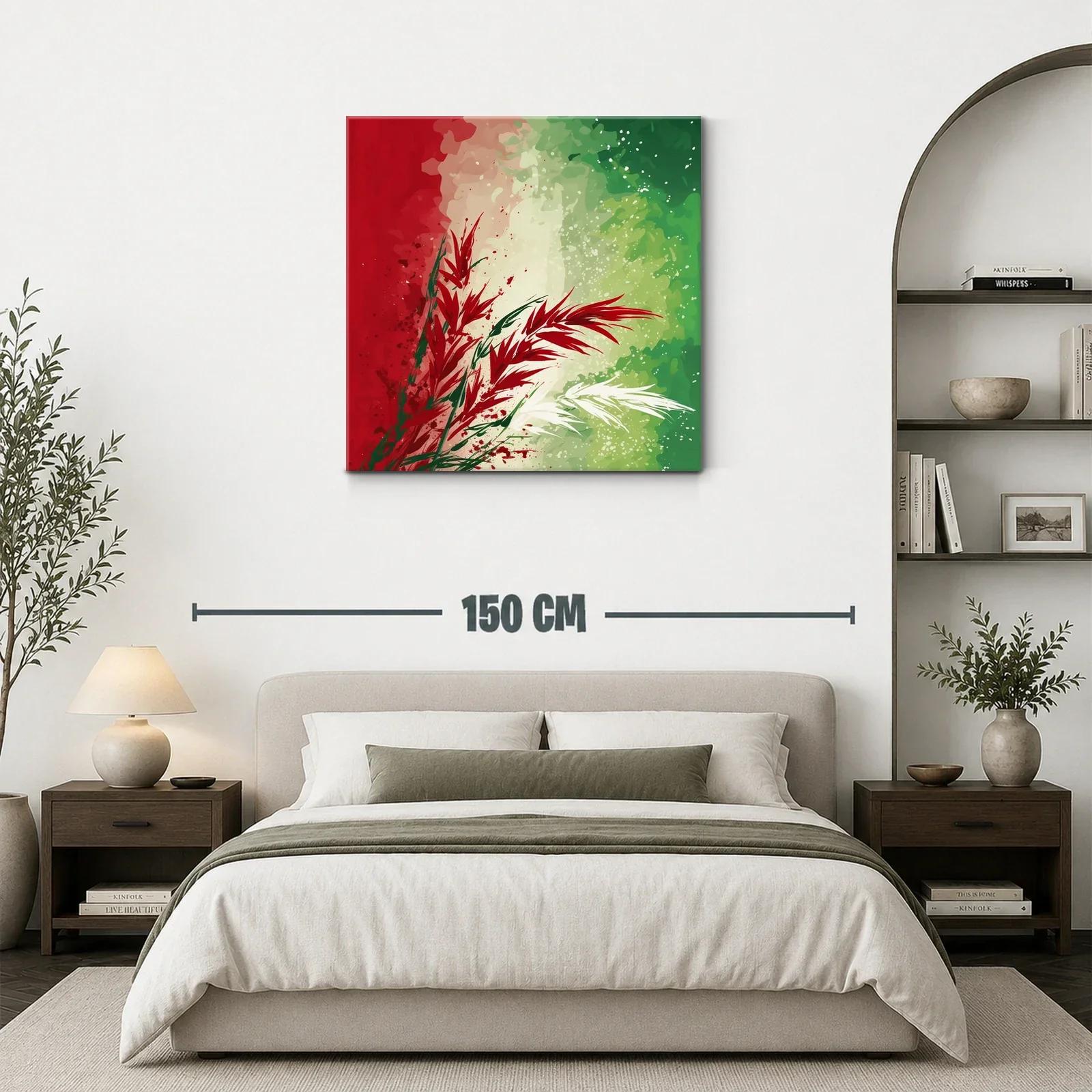 Composición abstracta en rojo verde y blanco vibrante — miniatura 3