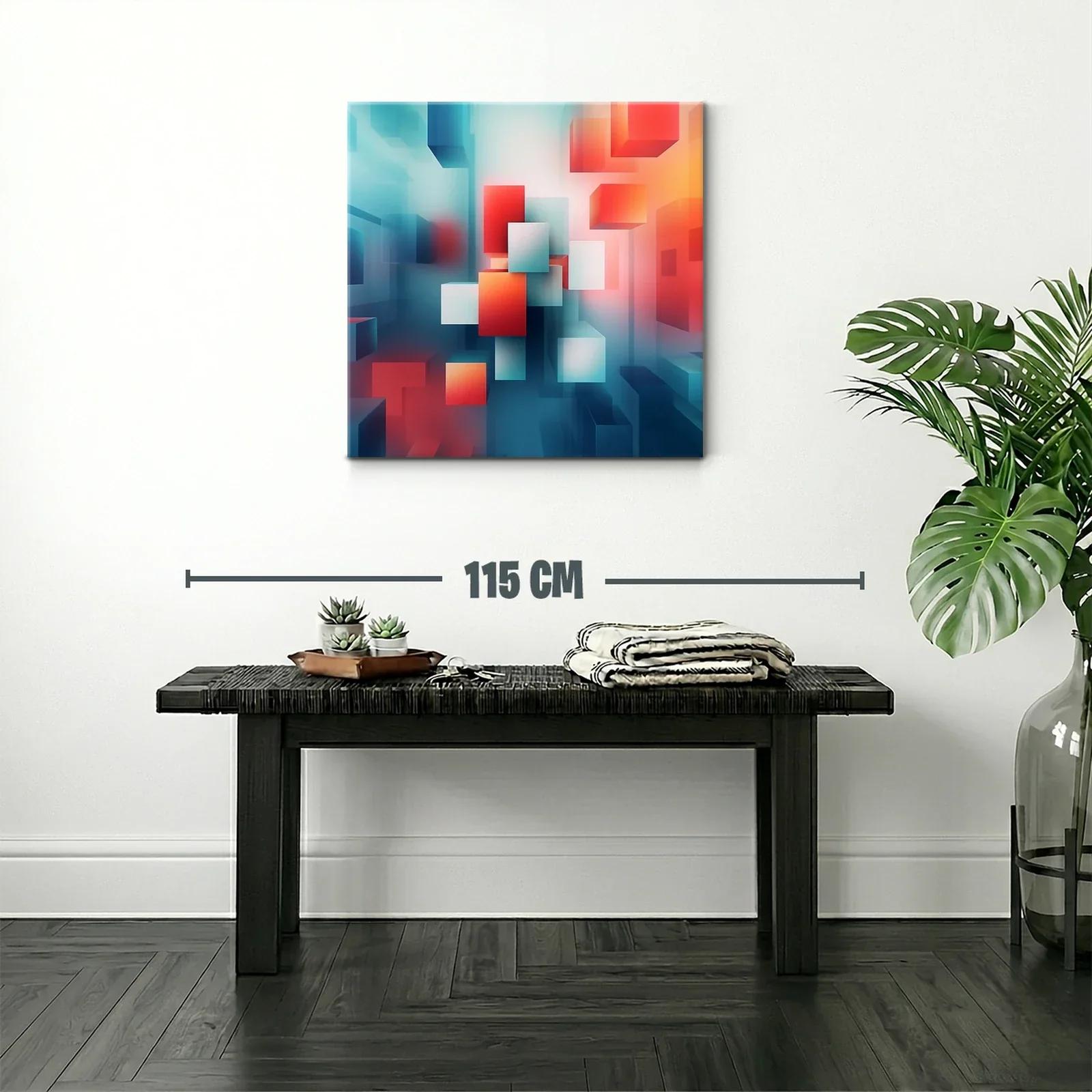 Composición Abstracta con Cubos en Tonos Azul y Rojo — miniatura 2
