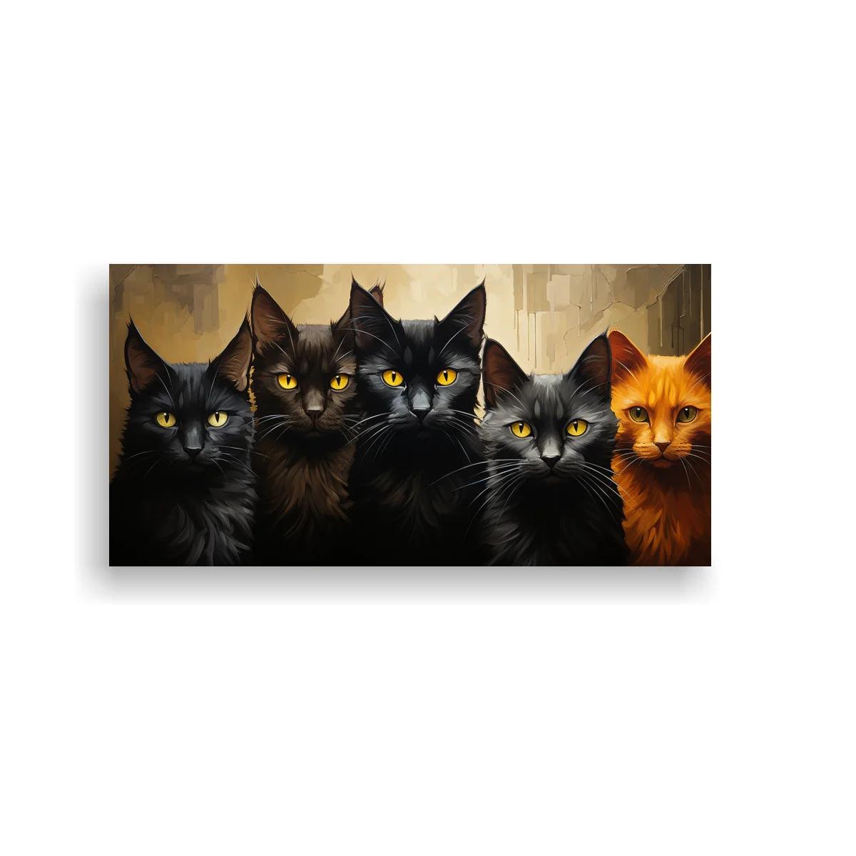 Cuadro de cinco gatos con las cabezas juntas — imagen principal