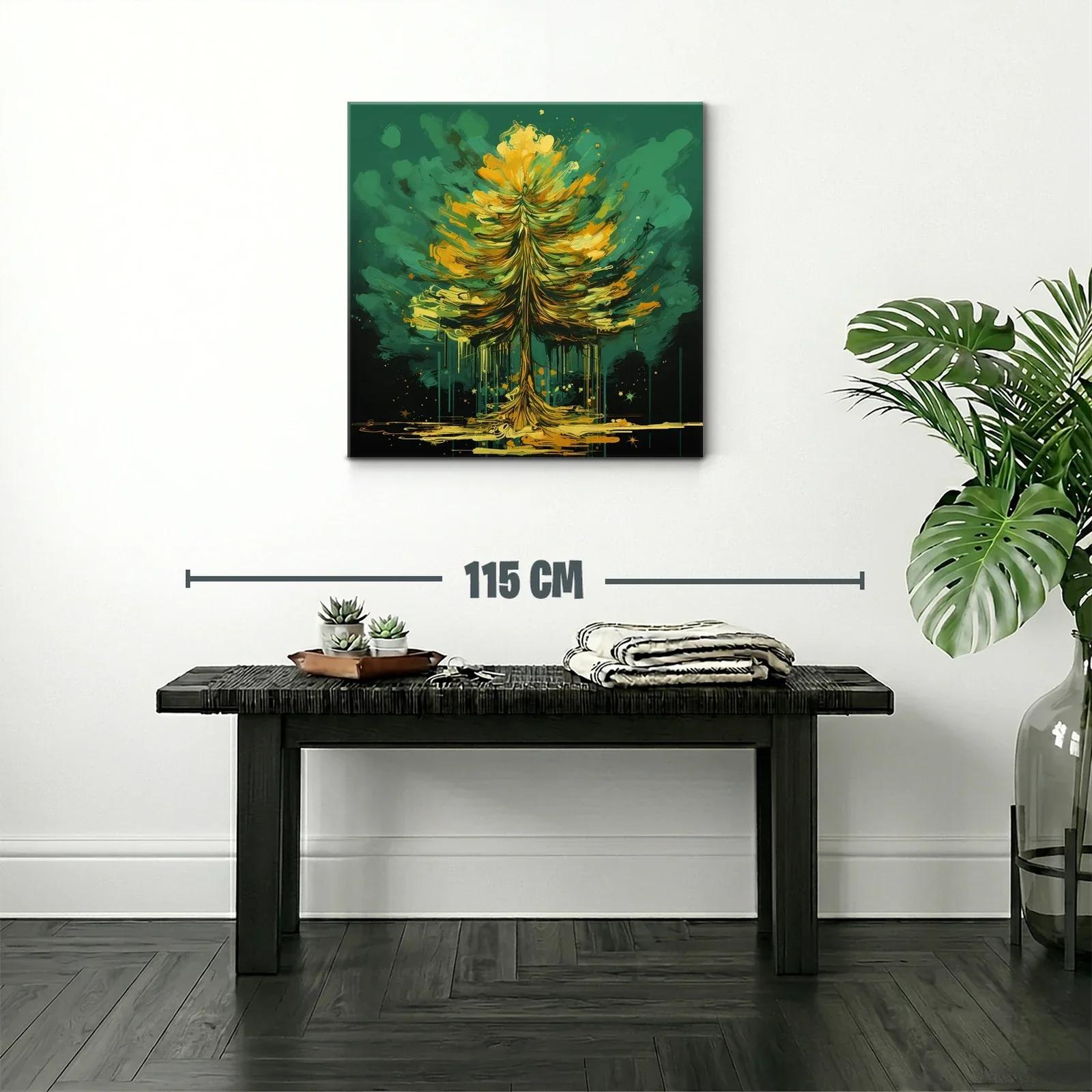 Árbol vibrante en tonos verdes y dorados — miniatura 2