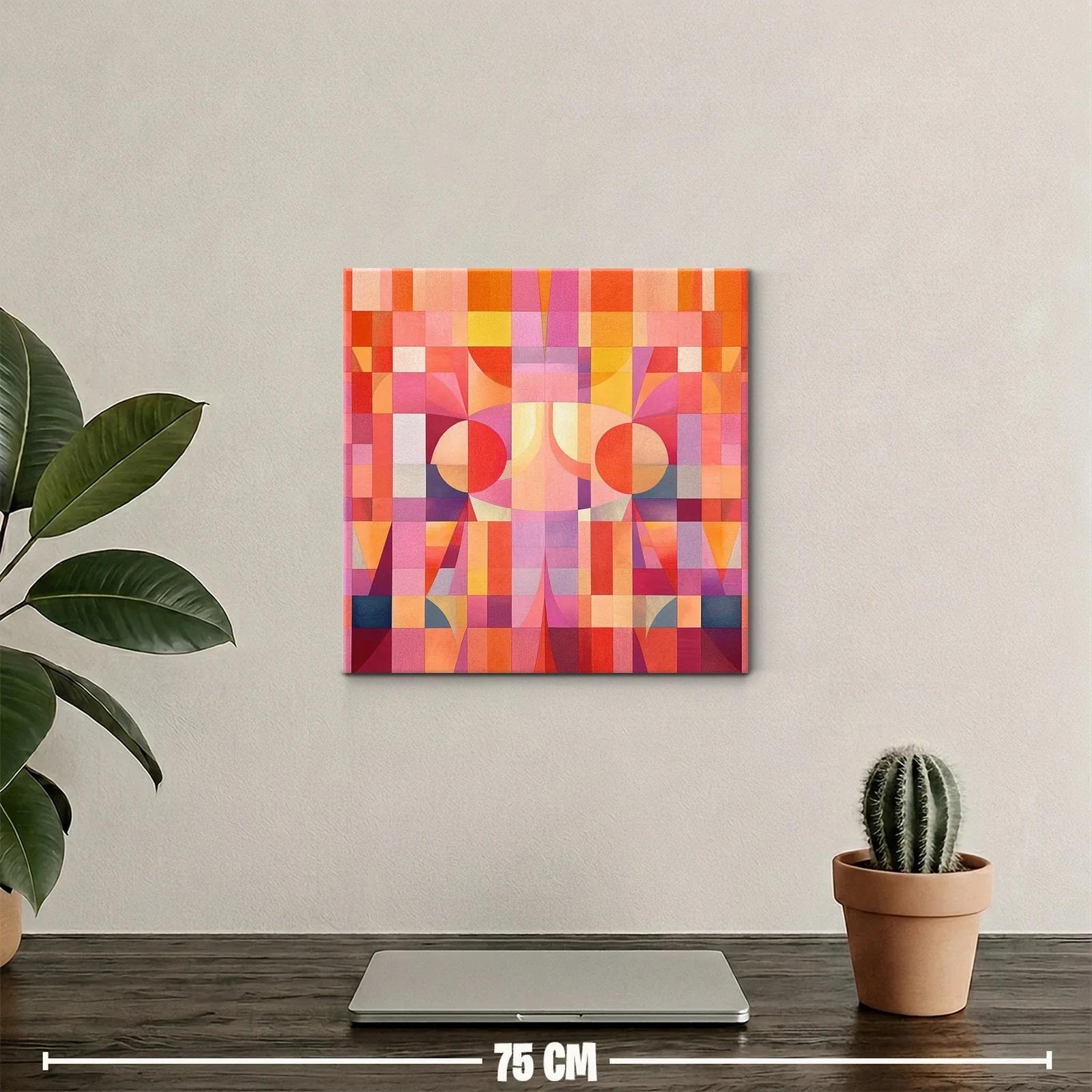 Cuadro abstracto con formas geométricas y tonos cálidos — miniatura 2