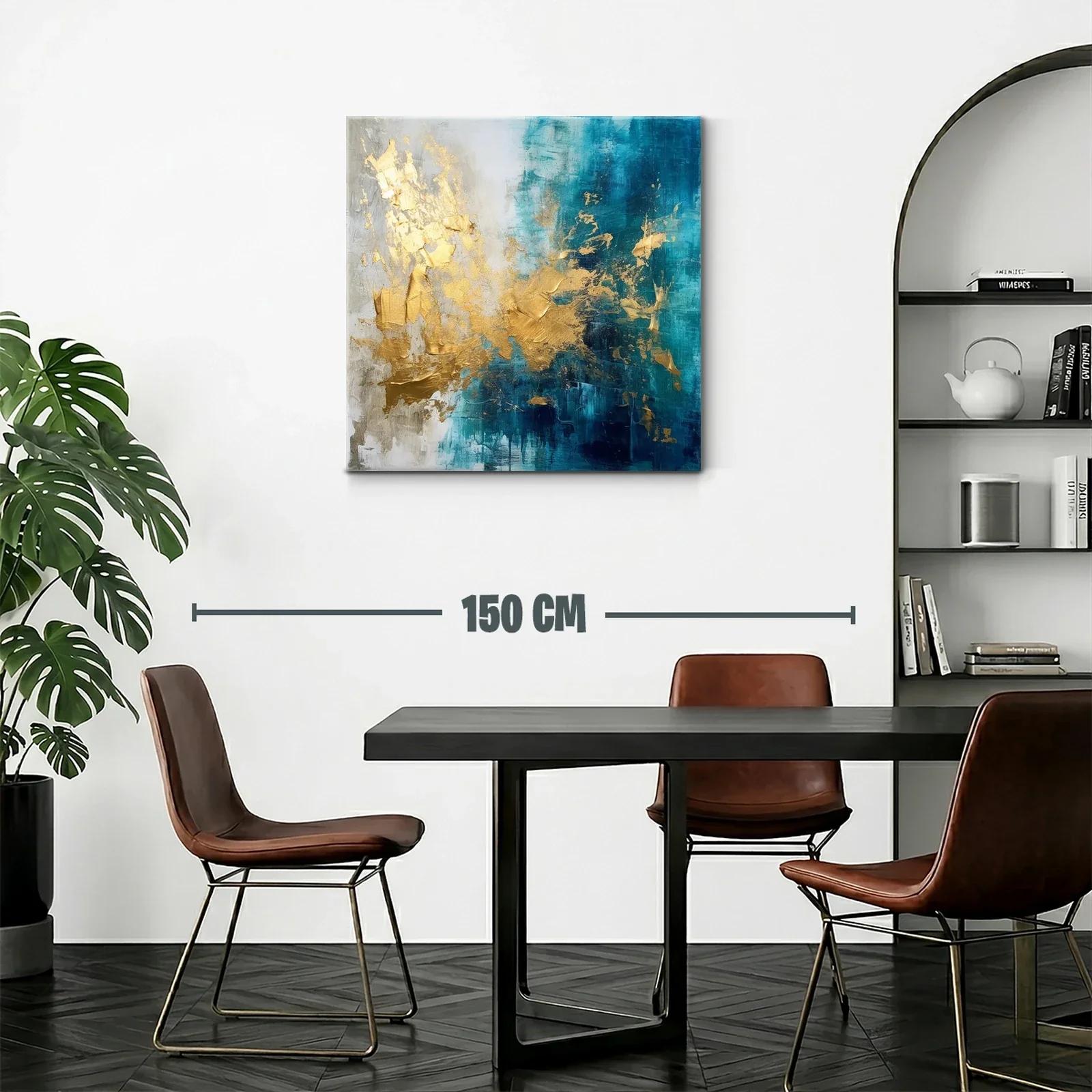 Composición abstracta en tonos azul y dorado elegante — miniatura 2