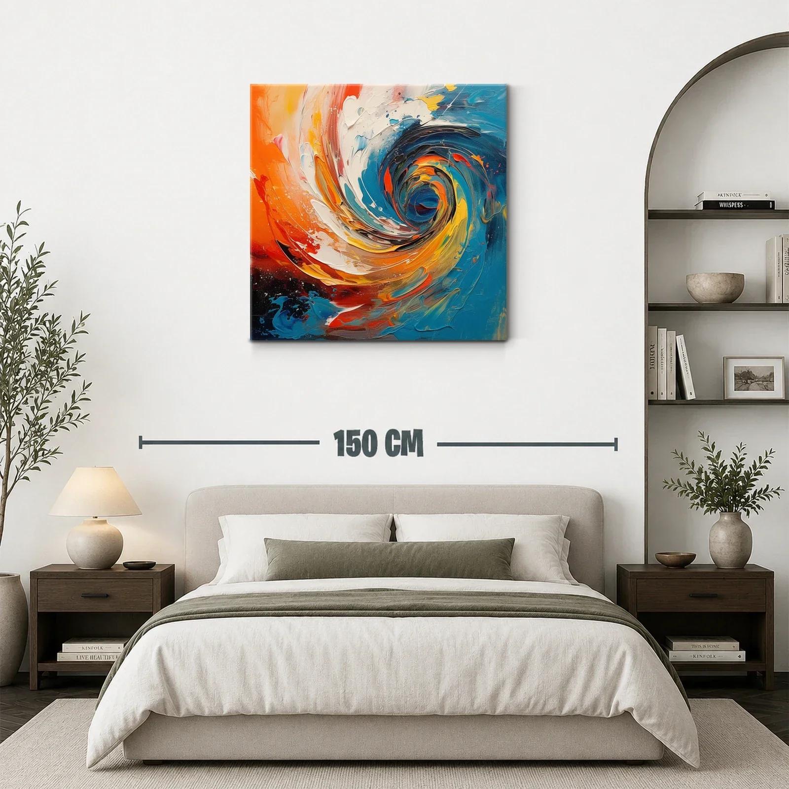 Cuadro abstracto con remolino en tonos vibrantes — miniatura 3
