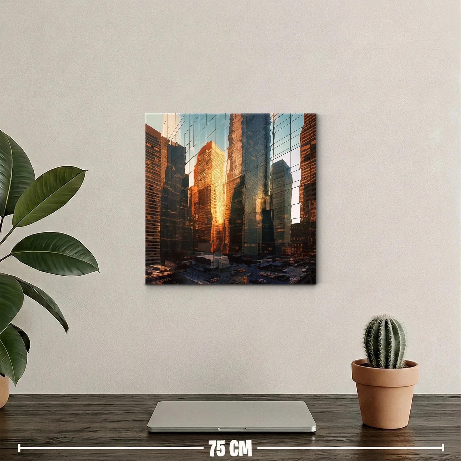 Reflejos dorados en rascacielos urbanos al atardecer — miniatura 2