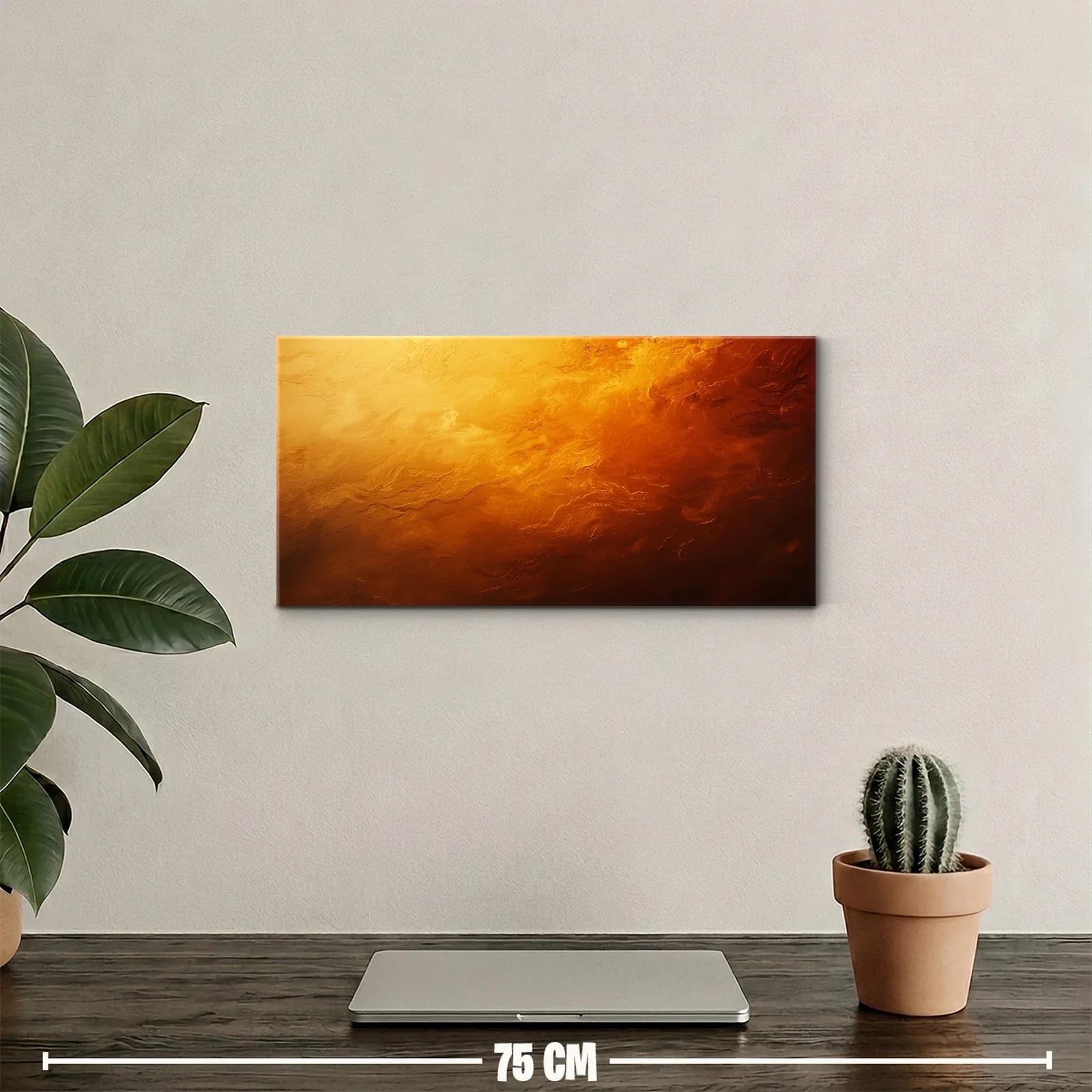 Cuadro cielo dorado abstracto con nubes difusas — miniatura 2