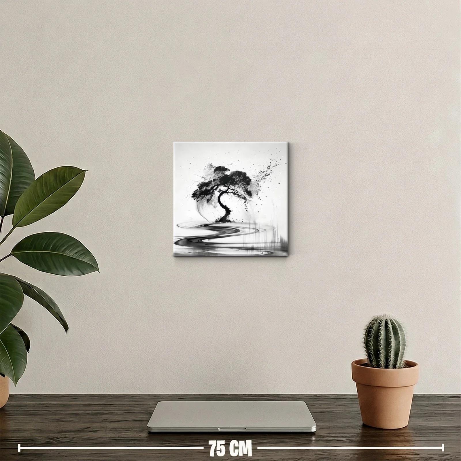 Árbol abstracto en blanco y negro con movimiento fluido — miniatura 2