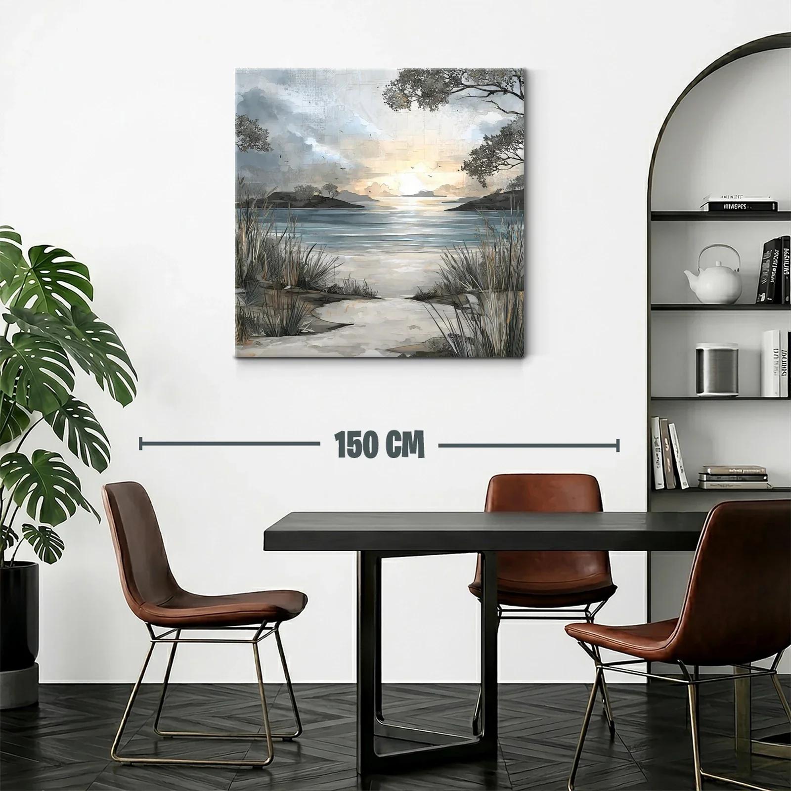 Paisaje sereno al atardecer en tonos neutros y azules — miniatura 2