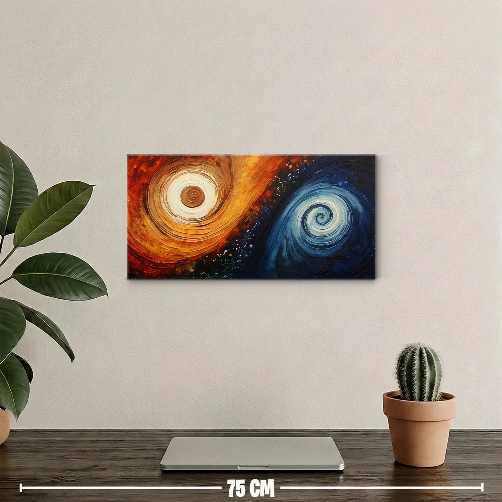 Cuadro dos galaxias espirales con contraste cálido y frío — miniatura 2