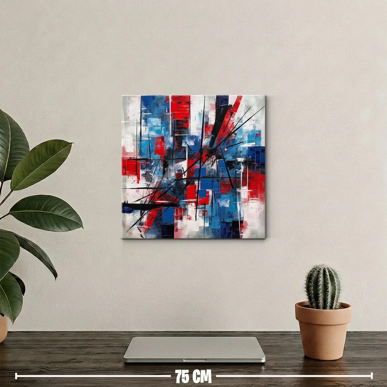 Composición abstracta en rojo azul y negro dinámica — miniatura 2
