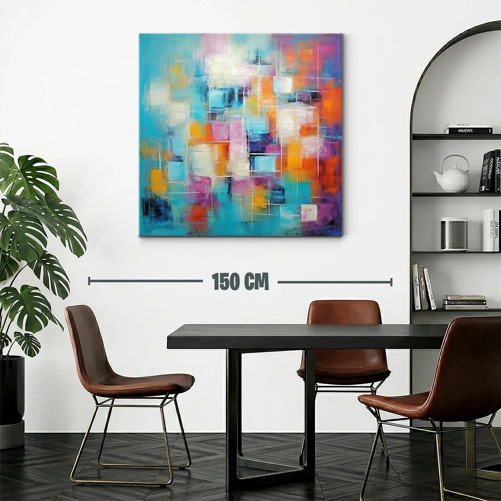 Composición abstracta con vibrantes tonos turquesa y naranja — miniatura 2
