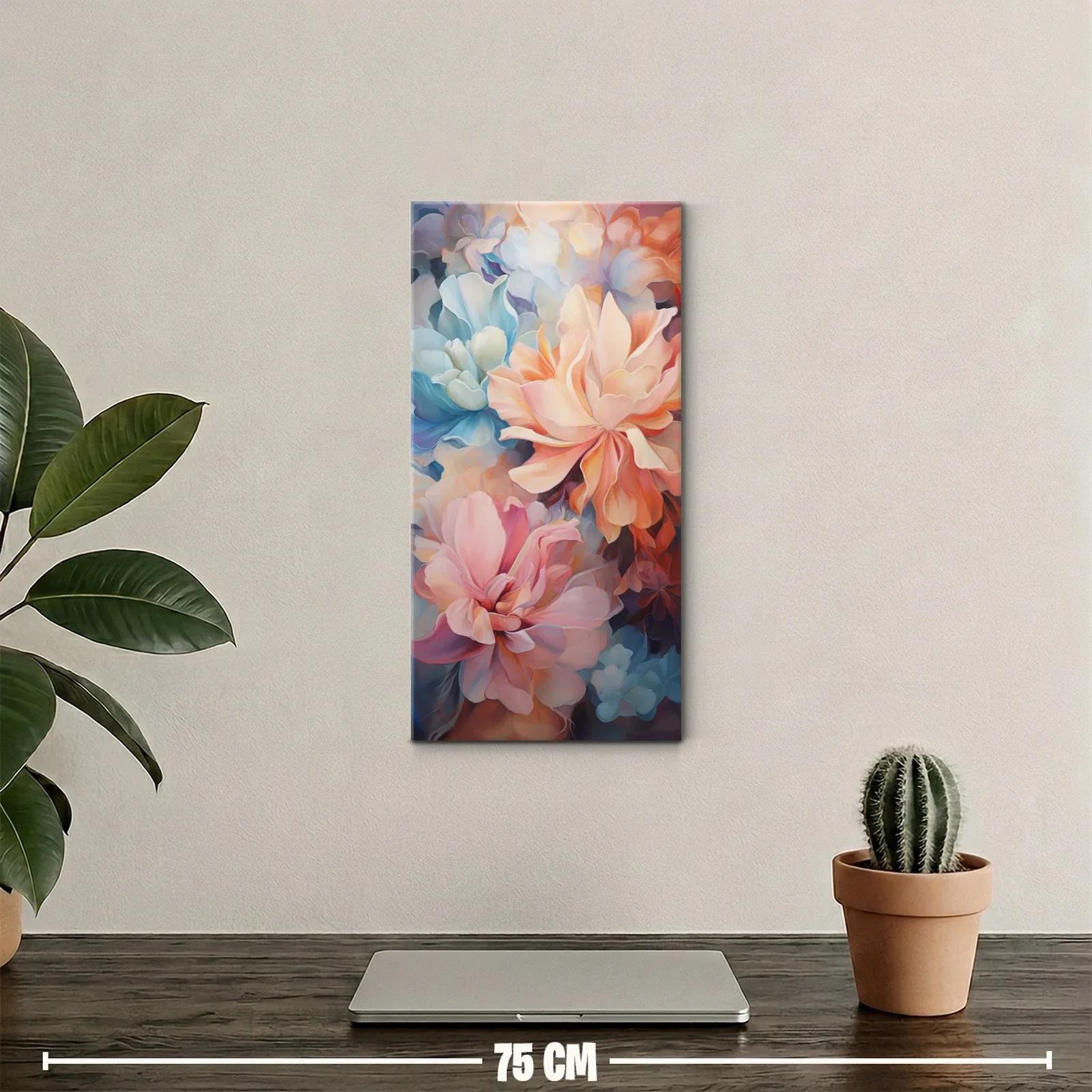 Cuadro peonías en tonos pastel sobre fondo oscuro — miniatura 2