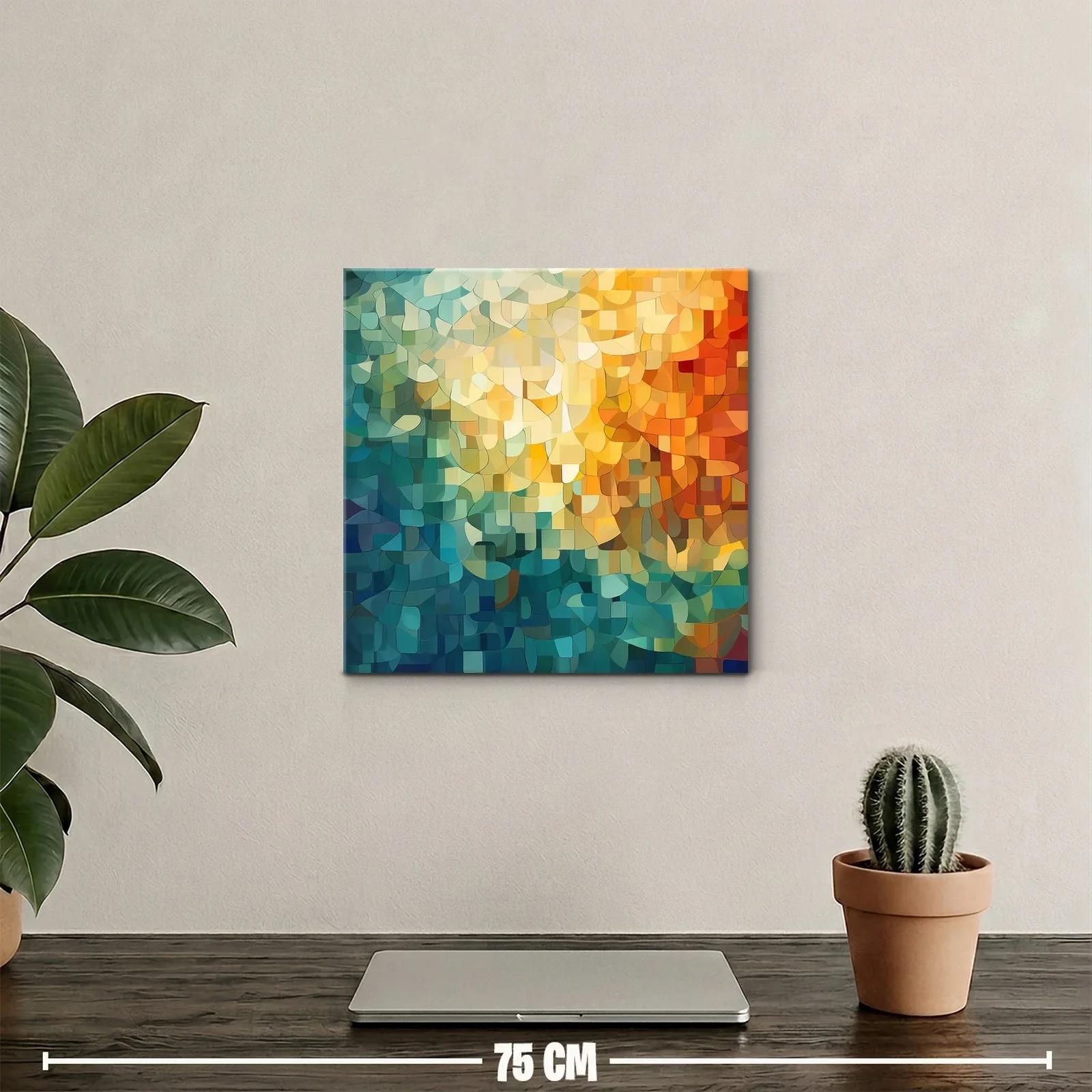 Cuadro Abstracto con Paleta Cálida y Fría en Composición Orgánica — miniatura 2